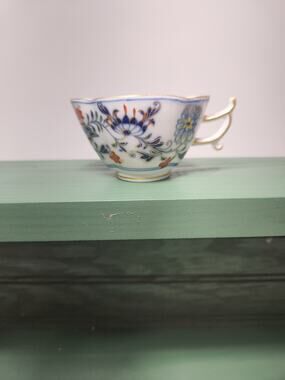Meissen Germany Porcelain Tea Cup Blue Floral Gold Gilt Crossed Swords No Saucer